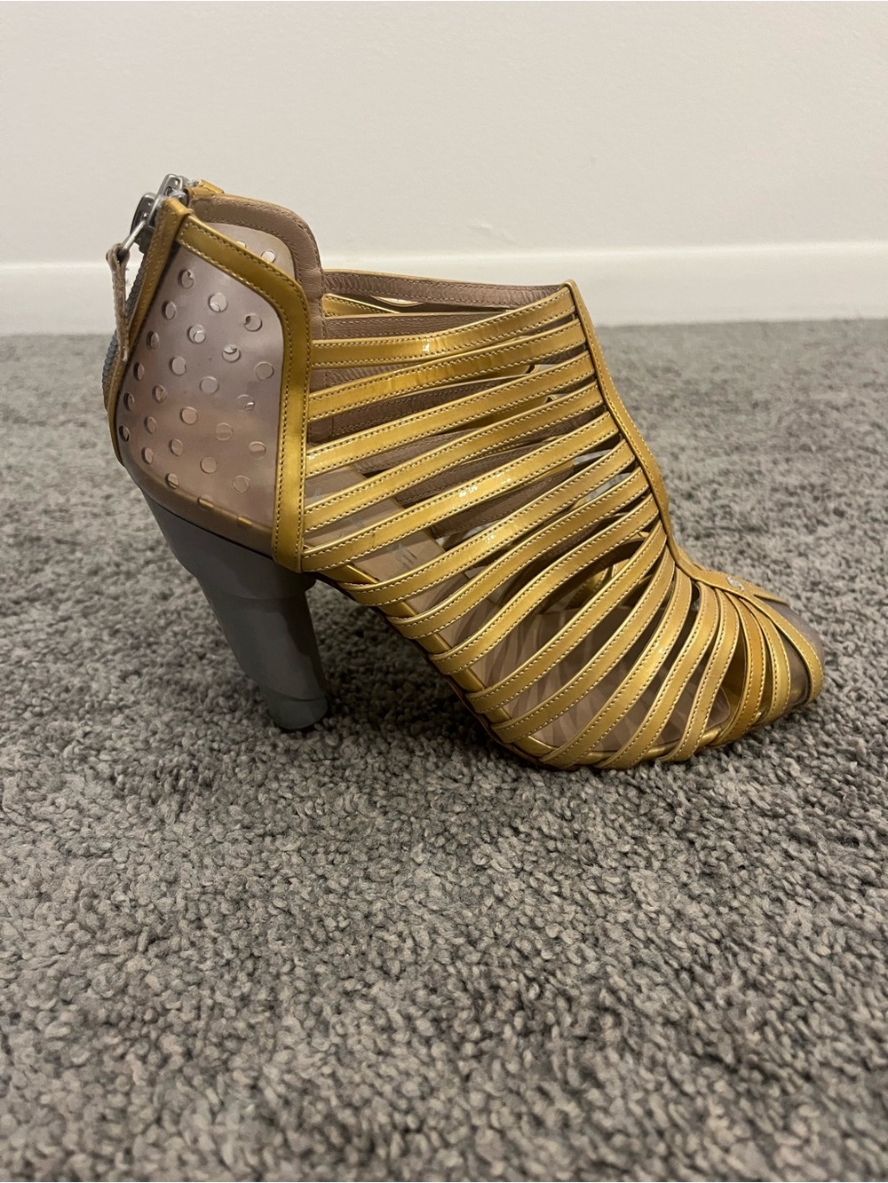 Chanel Gold Cage Heels